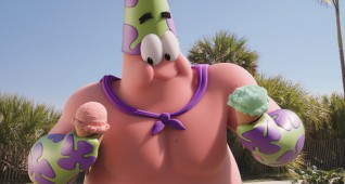 Patrick Star (as Mr. Superawesomeness).  SpongeBob SquarePants, the world's favorite sea dwelling invertebrate, comes ashore to our world for his most super-heroic adventure yet in THE SPONGEBOB MOVIE: SPONGE OUT OF WATER, from Paramount Pictures and Nickelodeon Movies.